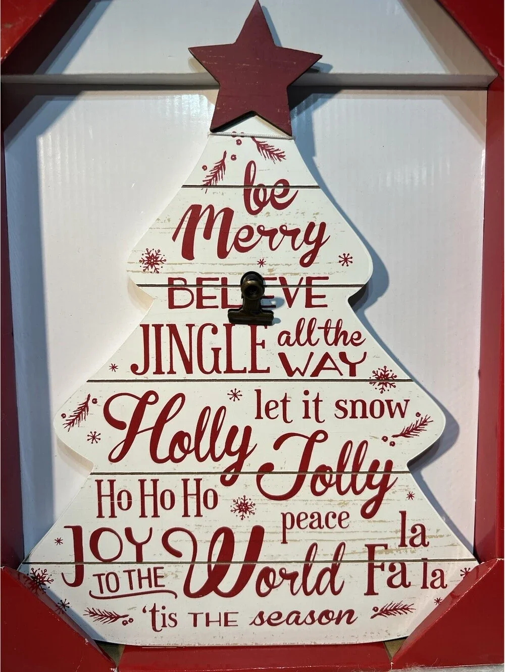 Malden Christmas Tree Holds A 4x6 Picture; Be Merry,  Believe, Joy To The World